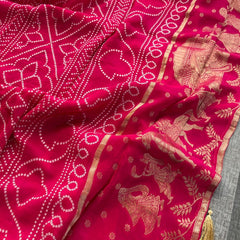Pure Crepe Silk Saree with Bandhani Banarasi Weaving