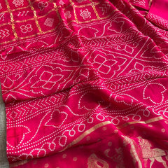 Pure Crepe Silk Saree with Bandhani Banarasi Weaving