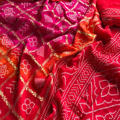 Pure Crepe Silk Saree with Bandhani Banarasi Weaving