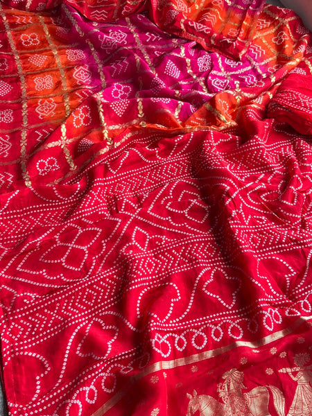 Pure Crepe Silk Saree with Bandhani Banarasi Weaving