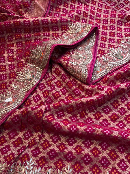 Pure Khaddi Georgette Saree with Gotapatti, Zardozi, Sequins & Pearl Work