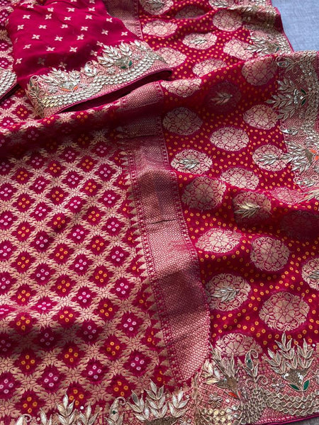 Pure Khaddi Georgette Saree with Gotapatti, Zardozi, Sequins & Pearl Work