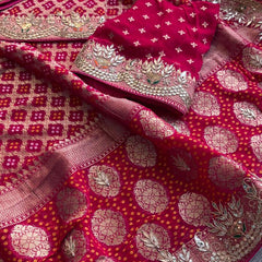 Pure Khaddi Georgette Saree with Gotapatti, Zardozi, Sequins & Pearl Work