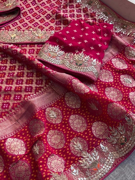 Pure Khaddi Georgette Saree with Gotapatti, Zardozi, Sequins & Pearl Work