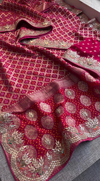 Pure Khaddi Georgette Saree with Gotapatti, Zardozi, Sequins & Pearl Work