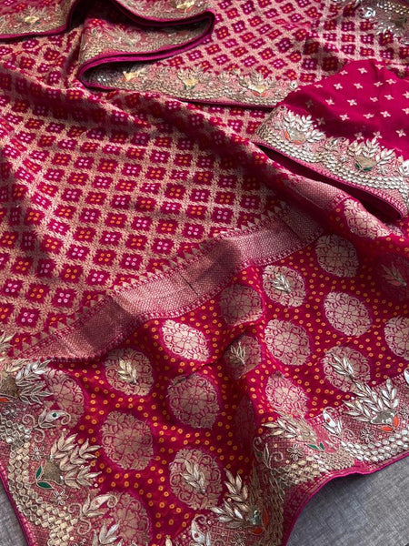 Pure Khaddi Georgette Saree with Gotapatti, Zardozi, Sequins & Pearl Work