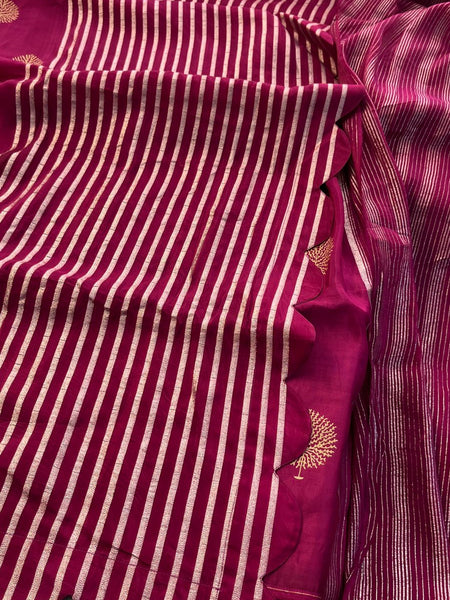 Pure Crepe Silk Saree with Zari Banarasi Weaving