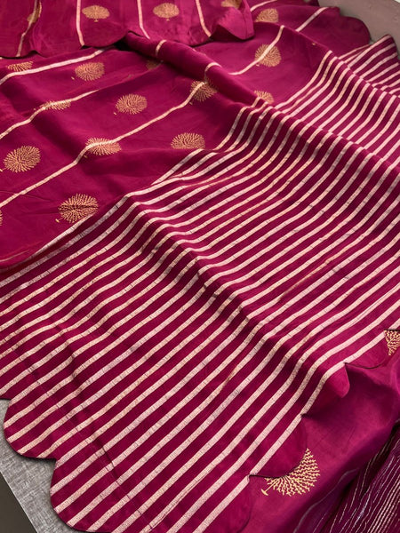 Pure Crepe Silk Saree with Zari Banarasi Weaving