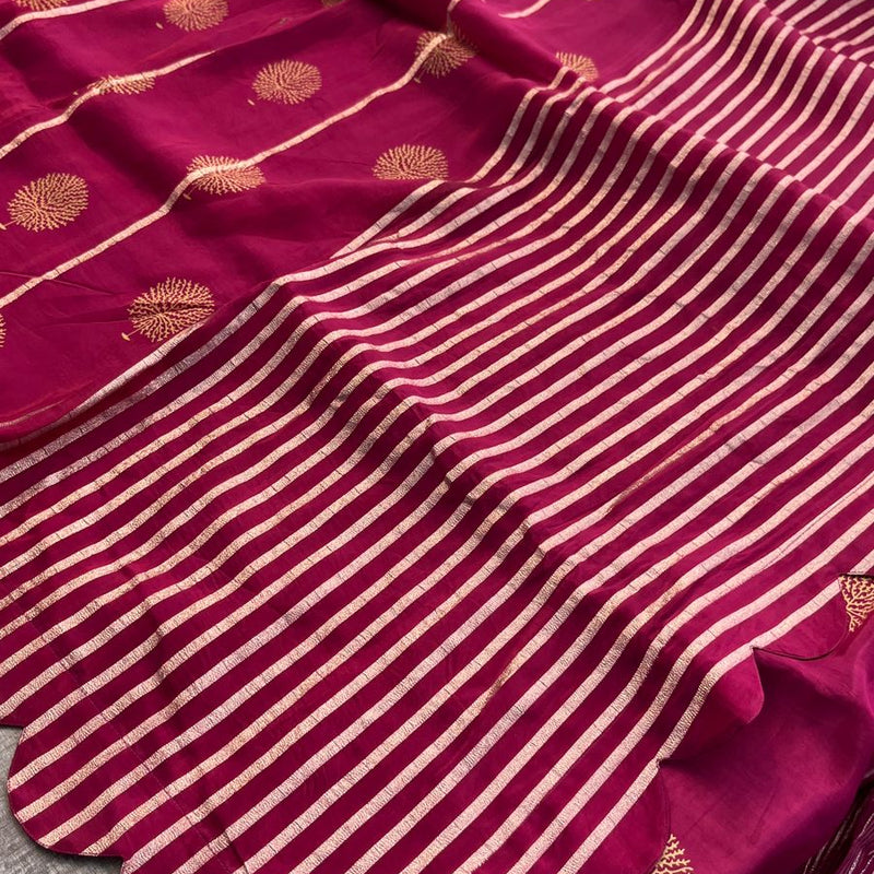 Pure Crepe Silk Saree with Zari Banarasi Weaving