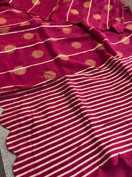 Pure Crepe Silk Saree with Zari Banarasi Weaving