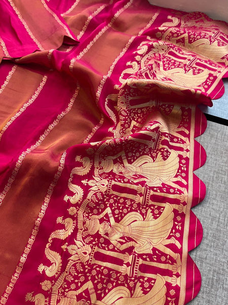 Pure Crepe Silk Saree with Zari Banarasi Weaving
