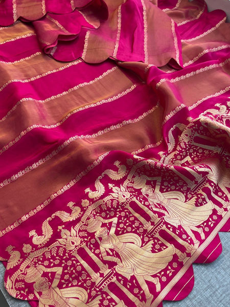 Pure Crepe Silk Saree with Zari Banarasi Weaving