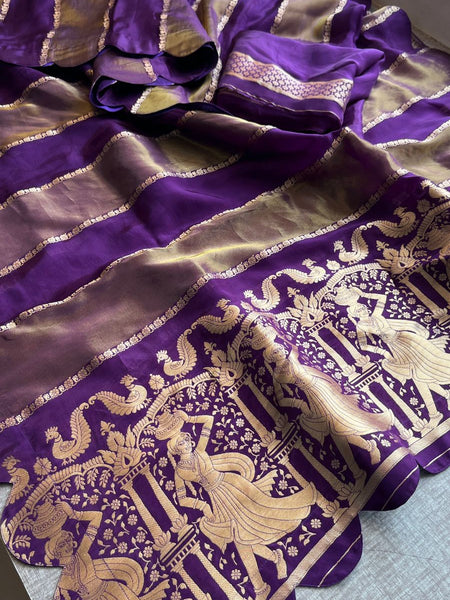 Pure Crepe Silk Saree with Zari Banarasi Weaving