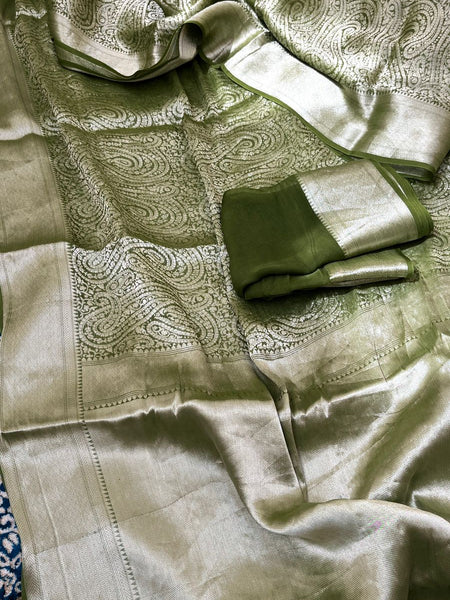Pure Khaddi Georgette Saree with Banarasi Weaving