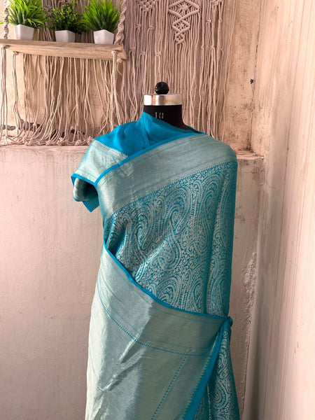Pure Khaddi Georgette Saree with Banarasi Weaving