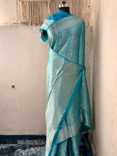 Pure Khaddi Georgette Saree with Banarasi Weaving
