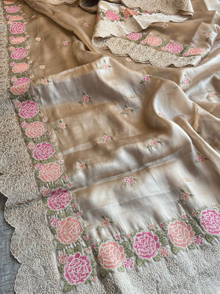 Pure Soft Tissue Silk Saree with Multithread Embroidery