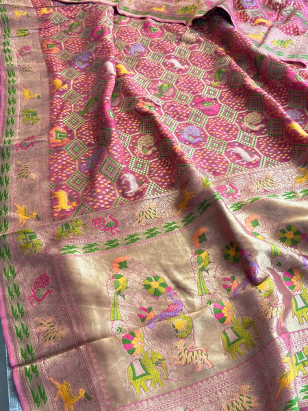 Pure Heavy Khaddi Georgette Saree with Bandhani & Meena Banarasi Weaving