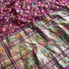Pure Heavy Khaddi Georgette Banarasi Saree with Bandhani & Meena Weaving
