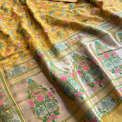Pure Heavy Khaddi Georgette Banarasi Saree with Bandhani & Meena Weaving