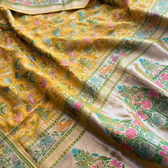 Pure Heavy Khaddi Georgette Banarasi Saree with Bandhani & Meena Weaving