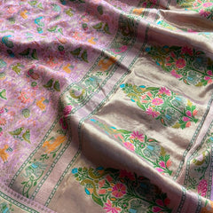 Pure Heavy Khaddi Georgette Banarasi Saree with Bandhani & Meena Weaving