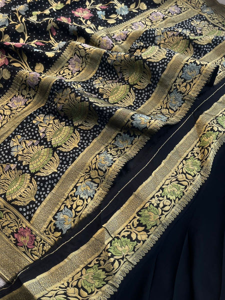 Pure Khaddi Georgette Saree with Meena Banarasi Weaving