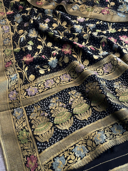 Pure Khaddi Georgette Saree with Meena Banarasi Weaving