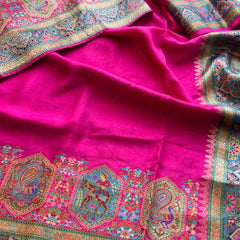Pure Munga Tussar Silk Saree with Meena Banarasi Weaving
