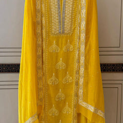 Mul Chanderi Kurta Dupatta Set with Pearl, Sequin & Katdana Embellishments