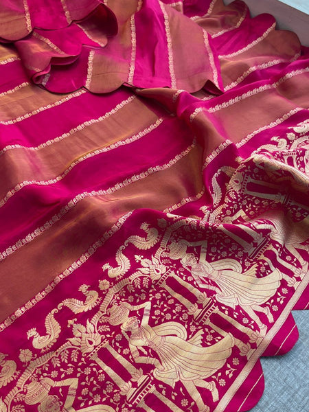 Pure Crepe Silk Saree with Zari Banarasi Weaving