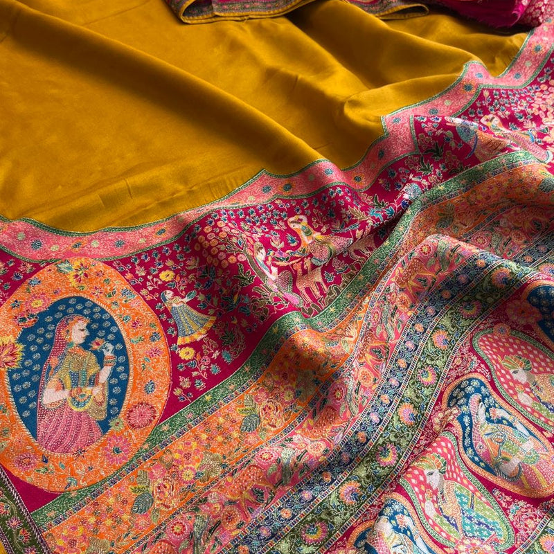 Pure Munga Tussar Silk Saree with Meena Banarasi Weaving