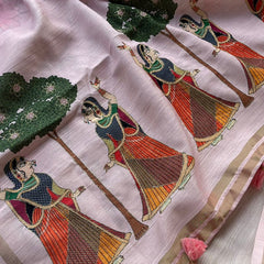 Soft Tussar Saree with Organza Floral Design