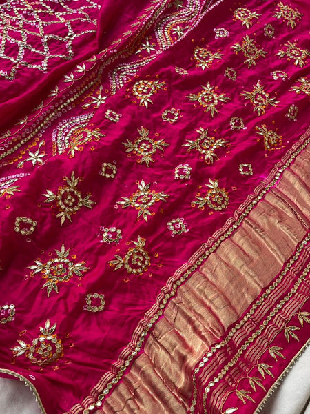 Pure Gajji Silk Dupatta with Handcrafted Gotta Patti Work