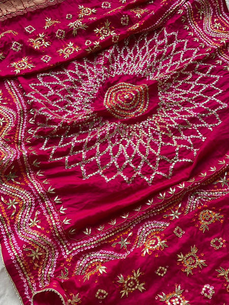 Pure Gajji Silk Dupatta with Handcrafted Gotta Patti Work