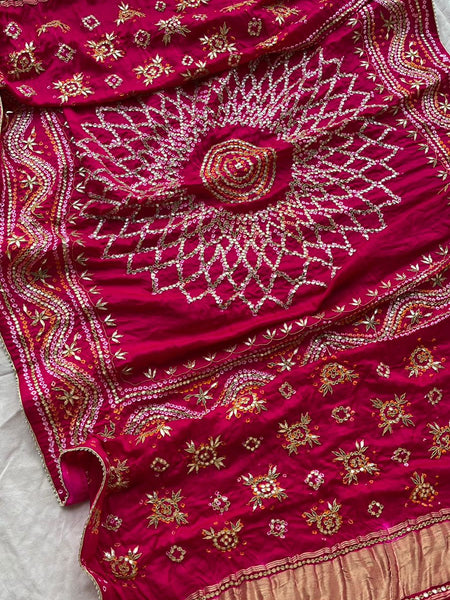 Pure Gajji Silk Dupatta with Handcrafted Gotta Patti Work