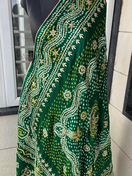 Pure Gajji Silk Dupatta with Authentic Handcrafted Gotta Patti Work