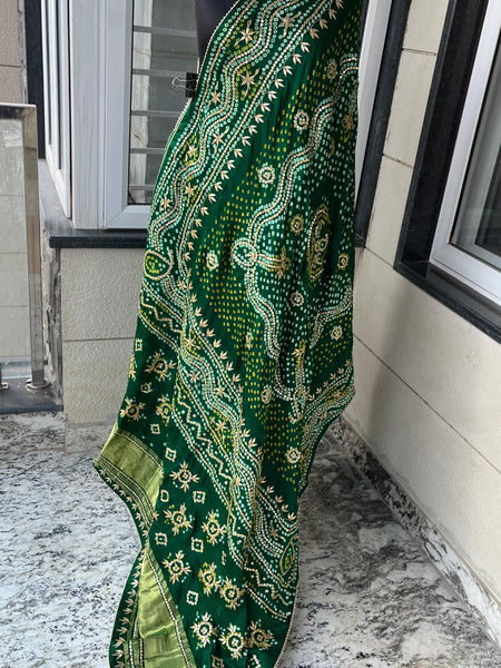 Pure Gajji Silk Dupatta with Authentic Handcrafted Gotta Patti Work