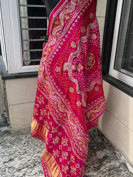 Pure Gajji Silk Dupatta with Handcrafted Pure Gotta Patti Work