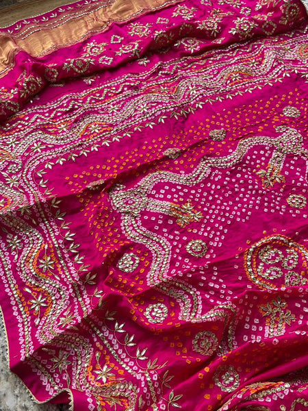 Pure Gajji Silk Dupatta with Handcrafted Pure Gotta Patti Work