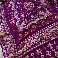 Pure Gajji Silk Dupatta with Handcrafted Gotta Patti, Zardozi & Pearl Work
