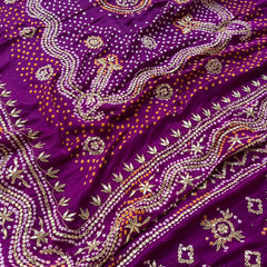 Pure Gajji Silk Dupatta with Handcrafted Gotta Patti, Zardozi & Pearl Work