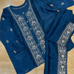 Chanderi Silk Semi-Stitched Coord Set with Elegant Mukaish Work