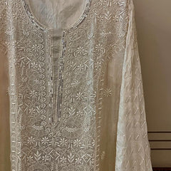 Dyeable Pure Silk Kurta Dupatta Set with Pearl, Sequin & Katdana Embellishments