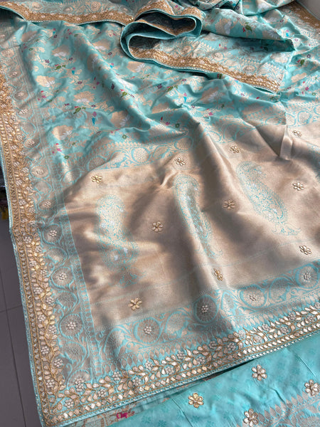 Munga Patola Silk Saree with Zardozi & Gotapatti Embellishment
