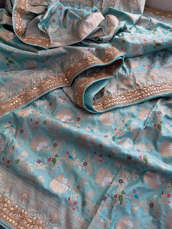 Munga Patola Silk Saree with Zardozi & Gotapatti Embellishment