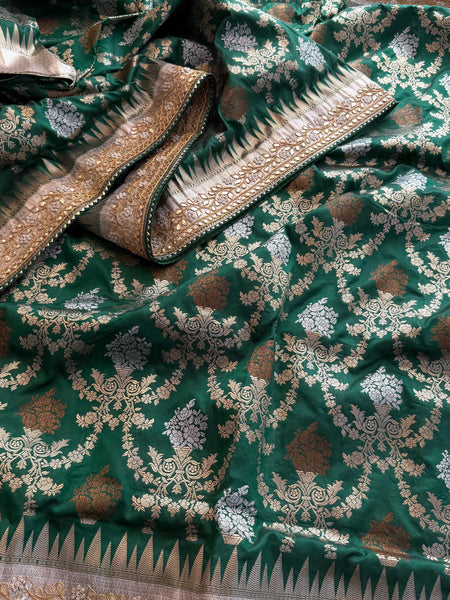 Munga Patola Silk Saree with Sequins & Pearl Embroidery