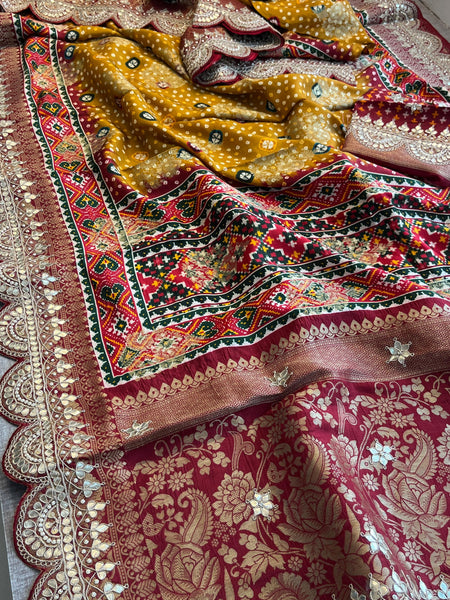Khaddi Georgette Banarasi Saree with Gotapatti & Pearl Work