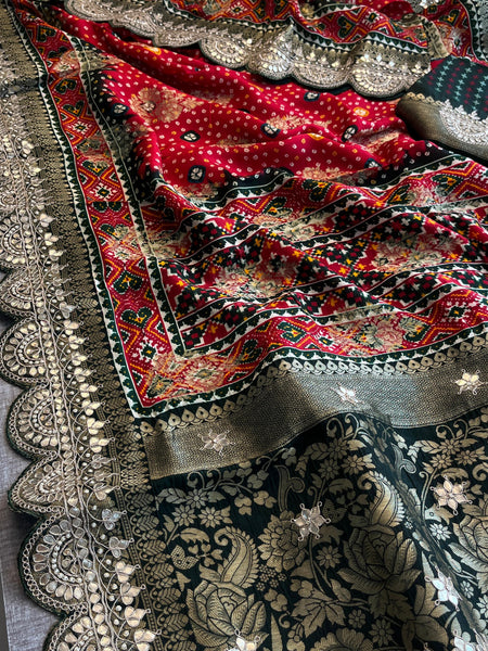 Khaddi Georgette Banarasi Saree with Gotapatti & Pearl Work