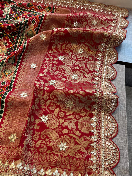 Khaddi Georgette Banarasi Saree with Gotapatti & Pearl Work